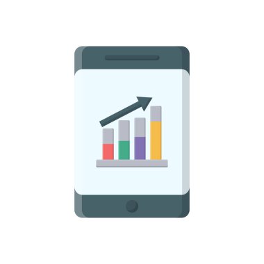 Şeffaf bir arkaplan üzerinde mobil grafik çizelgesi çizimi. Konsept ve grafik tasarım için vektör çizgisi düz simgesi.