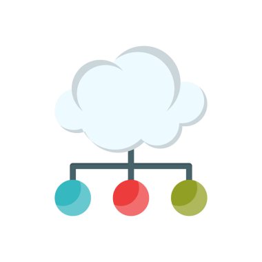 Şeffaf bir arkaplan üzerinde bulut ağı vektör çizimi. Konsept ve grafik tasarım için vektör çizgisi düz simgesi.