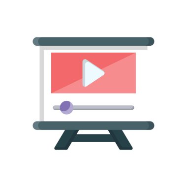 Şeffaf bir arkaplan üzerinde video vektör illüstrasyonunu sunun. konsept ve grafik tasarım için birinci sınıf kalite semboller. vektör çizgisi düz simgesi.