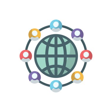 Şeffaf bir arkaplan üzerinde küresel bağlantı vektör illüstrasyonu. Konsept ve grafik tasarım için vektör çizgisi düz simgesi.