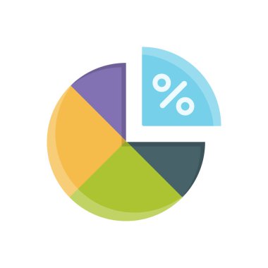 Şeffaf bir arkaplan üzerinde turta grafiği çizelgesi çizimi. Konsept ve grafik tasarım için vektör çizgisi düz simgesi..