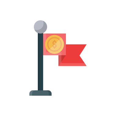 Saydam bir arkaplanda dolar bayrağı çizimi. Konsept ve grafik tasarım için vektör çizgisi düz simgesi..