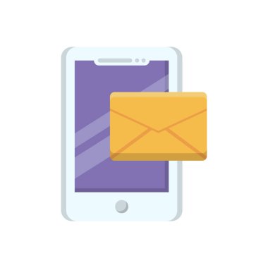 Şeffaf bir arkaplan üzerinde mobil ileti vektör illüstrasyonu. Konsept ve grafik tasarımı için birinci sınıf kalite semboller..