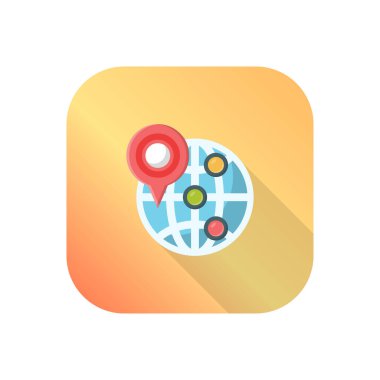 Şeffaf bir arkaplanda küresel konum vektörü illüstrasyonu. Konsept ve grafik tasarımı için vektör çizgisi düz simgesi.