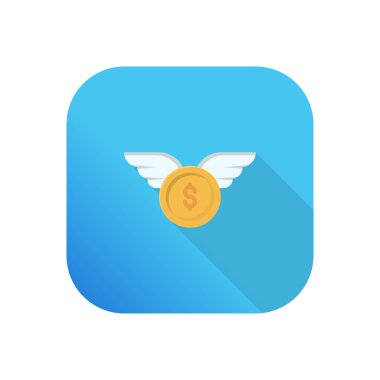 Saydam bir arkaplanda dolar kanatları vektör illüstrasyonu. Konsept ve grafik tasarım için vektör çizgisi düz simgesi.