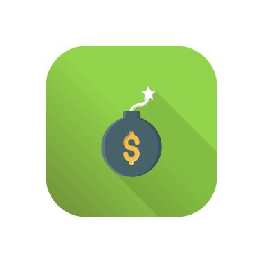 Saydam bir arkaplanda dolar bombası çizimi. Konsept ve grafik tasarım için vektör çizgisi düz simgesi..