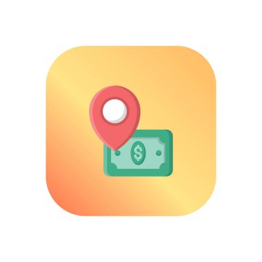 Saydam bir arkaplanda dolar konum vektör illüstrasyonu. Konsept ve grafik tasarım için vektör çizgisi düz simgesi.