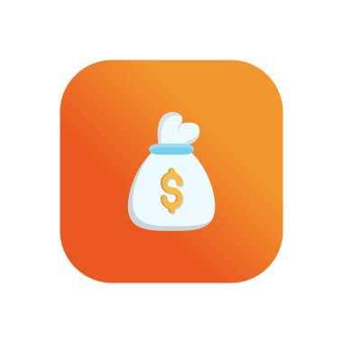 Saydam bir arkaplanda dolar çanta vektör çizimi. Konsept ve grafik tasarım için vektör çizgisi düz simgesi..