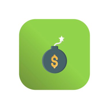 Saydam bir arkaplanda dolar bombası çizimi. Konsept ve grafik tasarım için vektör çizgisi düz simgesi..