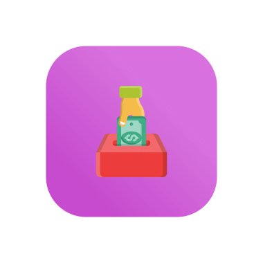 Saydam bir arkaplan üzerinde dolar hayır kurumu vektör illüstrasyonu. Konsept ve grafik tasarım için vektör çizgisi düz simgesi..