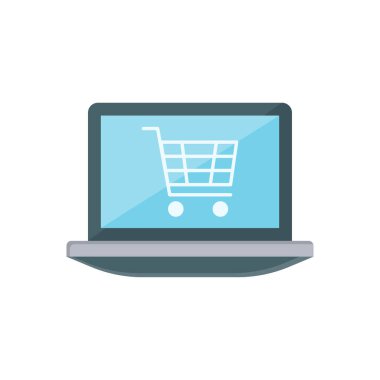 Şeffaf bir arkaplan üzerinde çevrimiçi alışveriş vektörü illüstrasyonu. Konsept ve grafik tasarım için vektör çizgisi düz simgesi.
