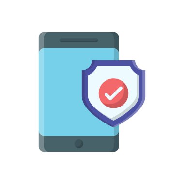 Şeffaf bir arkaplan üzerinde mobil kalkan vektör çizimi. Konsept ve grafik tasarım için vektör çizgisi düz simgesi.