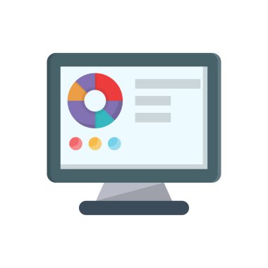 Şeffaf bir arkaplan üzerinde ekran grafik vektör illüstrasyonu. Konsept ve grafik tasarım için vektör çizgisi düz simgesi.