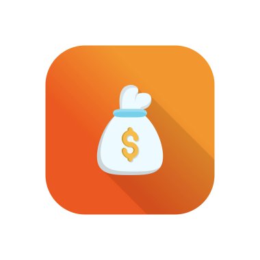 Saydam bir arkaplanda dolar çanta vektör çizimi. Konsept ve grafik tasarım için vektör çizgisi düz simgesi..