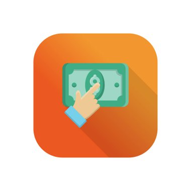 Saydam bir arkaplanda dolar tap vektör çizimi. Konsept ve grafik tasarım için vektör çizgisi düz simgesi..