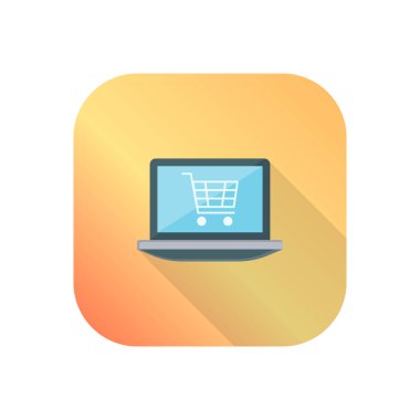 Şeffaf bir arkaplan üzerinde çevrimiçi alışveriş vektörü illüstrasyonu. Konsept ve grafik tasarım için vektör çizgisi düz simgesi.