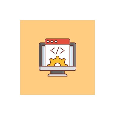 Saydam bir arkaplan üzerinde web sayfası kodlama vektör illüstrasyonu. Konsept ve grafik tasarım için vektör çizgisi düz simgesi..