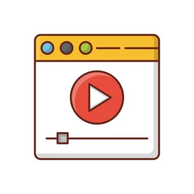 Saydam bir arkaplan üzerinde video vektör illüstrasyonu. Konsept ve grafik tasarım için birinci sınıf kalite semboller.. 