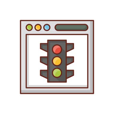 Şeffaf bir arkaplan üzerinde trafik ışığı vektör çizimi. Konsept ve grafik tasarım için vektör çizgisi düz simgesi. 