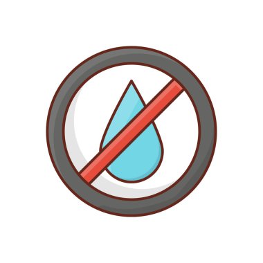 Şeffaf bir arkaplanda yağmur vektörü çizimi yok. Konsept ve grafik tasarım için vektör çizgisi düz simgesi.