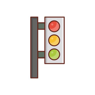 Şeffaf bir arkaplan üzerinde trafik ışığı vektör çizimi. Konsept ve grafik tasarım için vektör çizgisi düz simgesi. 