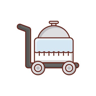 Şeffaf bir arkaplan üzerinde yemek trolü Vektör çizimi. Konsept ve grafik tasarımı için vektör çizgisi düz simgesi.. 