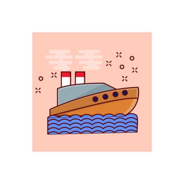 Saydam bir arkaplan üzerinde cruise Vector illüstrasyonu. Konsept ve grafik tasarım için vektör çizgisi düz simgesi..