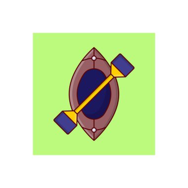 Şeffaf arkaplan üzerinde kano vektörü çizimi. Konsept ve grafik tasarımı için vektör çizgisi düz simgesi.