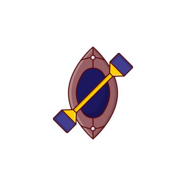 Şeffaf arkaplan üzerinde kano vektörü çizimi. Konsept ve grafik tasarımı için vektör çizgisi düz simgesi.