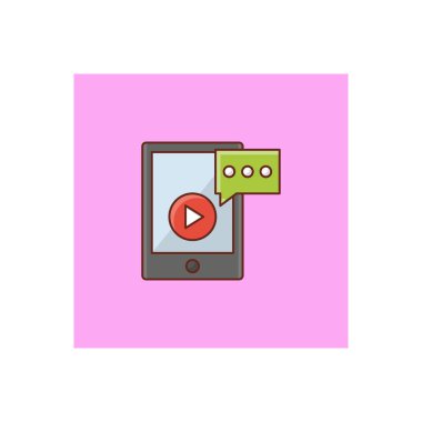 Saydam bir arkaplan üzerinde video ileti vektör illüstrasyonu. Konsept ve grafik tasarım için birinci sınıf kalite semboller.. 