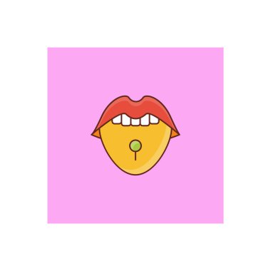 Şeffaf bir arkaplanda dil vektör çizimi. Konsept ve grafik tasarım için vektör çizgisi düz simgesi. 