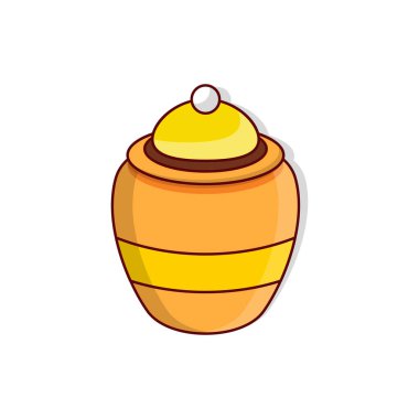 Şeffaf bir arkaplan üzerinde bal kavanozu vektör çizimi. Konsept ve grafik tasarım için vektör çizgisi düz simgesi..