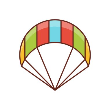 Şeffaf bir arkaplan üzerinde paraşüt vektör çizimi. Konsept ve grafik tasarım için vektör çizgisi düz simgesi. 