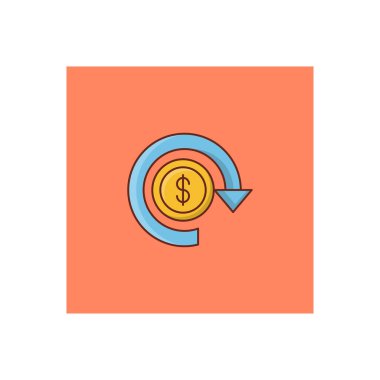 Para birimi vektör çizelgesini şeffaf bir arkaplan üzerinde yeniden yükle. Konsept ve grafik tasarım için vektör çizgisi düz simgesi. 