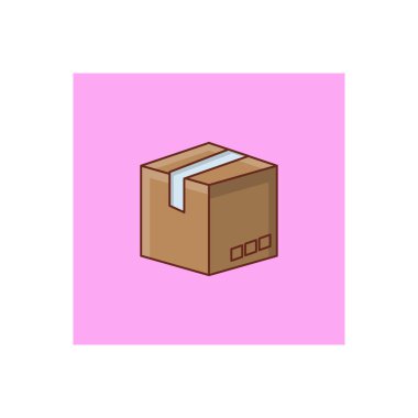 Şeffaf bir arkaplanda karton vektör çizimi. Konsept ve grafik tasarım için vektör çizgisi düz simgesi. 