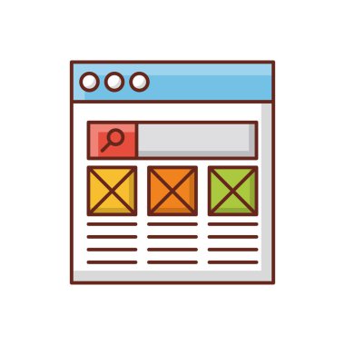 Saydam bir arkaplan üzerinde web sayfası vektör çizimi. Konsept ve grafik tasarım için birinci sınıf kalite semboller..