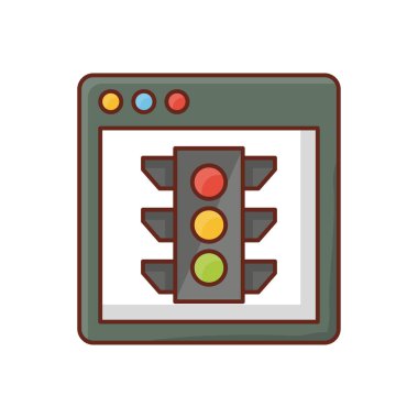 Şeffaf bir arkaplan üzerinde trafik ışığı vektör çizimi. Konsept ve grafik tasarım için vektör çizgisi düz simgesi. 