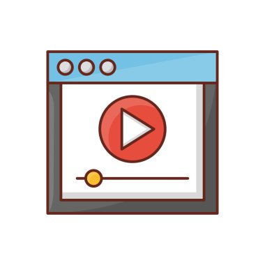 Saydam bir arkaplan üzerinde video vektör illüstrasyonu. Konsept ve grafik tasarım için birinci sınıf kalite semboller.. 