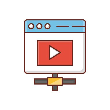 Saydam bir arkaplan üzerinde video bağlantısı vektör illüstrasyonu. Konsept ve grafik tasarım için vektör çizgisi düz simgesi. 