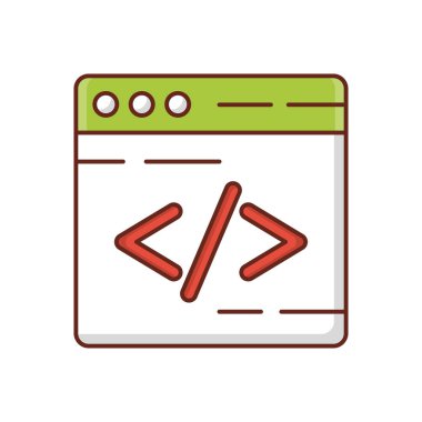 Şeffaf bir arkaplanda vektör çizimi kodlaması. Konsept ve grafik tasarım için vektör çizgisi düz simgesi. 