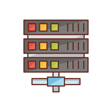 Şeffaf bir arkaplan üzerinde sunucu ağ vektör illüstrasyonu. Konsept ve grafik tasarım için birinci sınıf kalite semboller. vektör çizgisi düz simgesi.