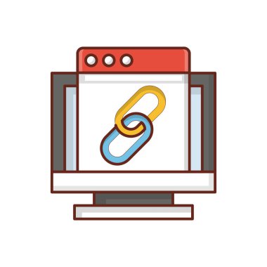 Şeffaf bir arkaplanda url vektör çizimi. Konsept ve grafik tasarım için vektör çizgisi düz simgesi. 