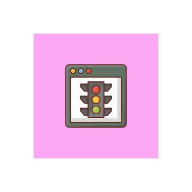 Şeffaf bir arkaplan üzerinde trafik ışığı vektör çizimi. Konsept ve grafik tasarım için vektör çizgisi düz simgesi. 