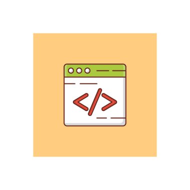 Şeffaf bir arkaplanda vektör çizimi kodlaması. Konsept ve grafik tasarım için vektör çizgisi düz simgesi. 