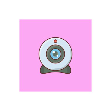 Saydam bir arkaplan üzerinde web cam vektör illüstrasyonu. Konsept ve grafik tasarım için vektör çizgisi düz simgesi. 