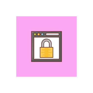 Saydam bir arkaplan üzerinde web sayfası kilidi vektör illüstrasyonu. Konsept ve grafik tasarım için vektör çizgisi düz simgesi.