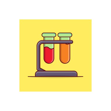 Şeffaf bir arkaplan üzerinde test tübü vektör çizimi. Konsept ve grafik tasarım için vektör çizgisi düz simgesi.