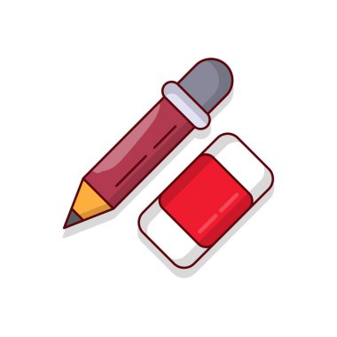 Saydam bir arkaplan üzerinde kalem silme vektör çizimi. Konsept ve grafik tasarım için vektör çizgisi düz simgesi. 