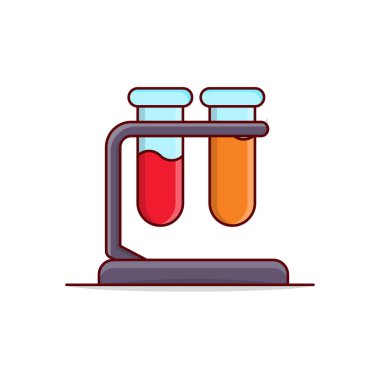 Şeffaf bir arkaplan üzerinde test tübü vektör çizimi. Konsept ve grafik tasarım için vektör çizgisi düz simgesi.