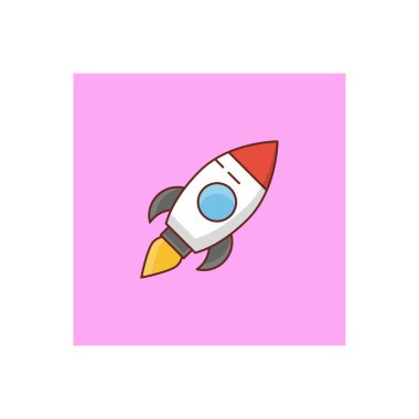 Şeffaf arkaplan üzerinde roket vektörü çizimi. Konsept ve grafik tasarım için vektör çizgisi düz simgesi. 